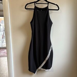 Women's Size Small Black and Silver Asymmetrical Going Out Dress